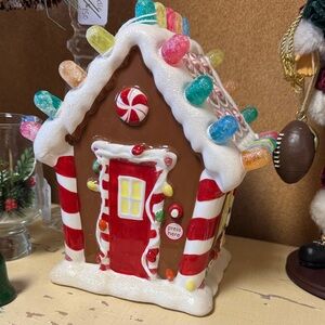 Festive Gingerbread House with Multicolor Lights